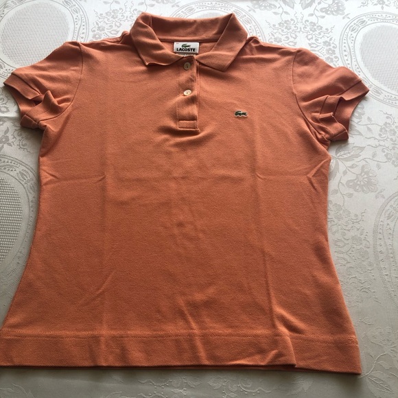 Lacoste Kids Girls Size 38(XS-S) Peach Polo Shirt Small Logo Short Sleeves Top - Picture 15 of 16